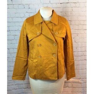 Simply Vera Jacket Harvest Gold Double Breasted has Pockets Pea Coat Medium
